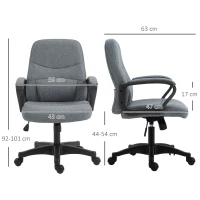 Vinsetto Office Chair, Fabric Desk Chair Mid Back Work Study Chair with Massage Lumbar Support, Adjustable Height and Swivel Wheels, Grey(m-3)
