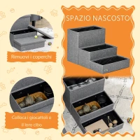 PawHut Scala per Cani e Gatti max 5kg a 3 Gradini, in Tessuto Effetto Lino e MDF, 63.5x42.5x40.5 cm, Grigio(m-5)