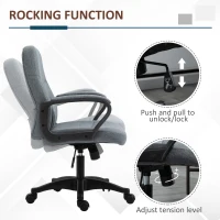 Vinsetto Office Chair, Fabric Desk Chair Mid Back Work Study Chair with Massage Lumbar Support, Adjustable Height and Swivel Wheels, Grey(m-8)