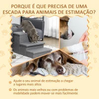 PawHut Escada para Animais de Estimação com 3 Degraus para Cães Gatos com Espaço de Armazenamento 63,5x42,5x40,5 cm Cinza(m-4)