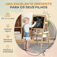 AIYAPLAY Cavalete para Crianças 3 em 1 com Quadro preto e Quadro Branco para Desenhos com Rolo de Papel 58x50,5x109 cm Madeira(m-6)