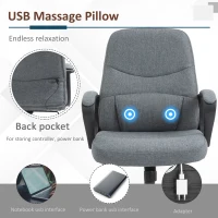 Vinsetto Office Chair, Fabric Desk Chair Mid Back Work Study Chair with Massage Lumbar Support, Adjustable Height and Swivel Wheels, Grey(m-4)