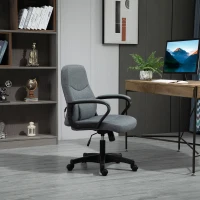 Vinsetto Office Chair, Fabric Desk Chair Mid Back Work Study Chair with Massage Lumbar Support, Adjustable Height and Swivel Wheels, Grey(m-2)