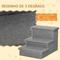 PawHut Escada para Animais de Estimação com 3 Degraus para Cães Gatos com Espaço de Armazenamento 63,5x42,5x40,5 cm Cinza(m-6)