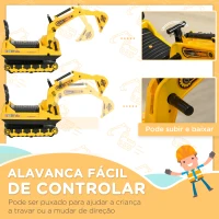 HOMCOM Escavadora sem Pedais com Braço Móvil Carro Andador com Assento de Armazenamento Pá Dianteira e Buzina 78x24x58,5 cm Amarelo(m-7)
