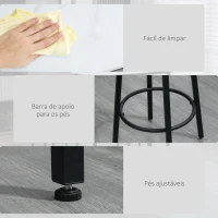 HOMCOM Conjunto de Mesa Alta com 2 Bancos Redondos com Estrutura de Aço Estilo Moderno para Cozinha Sala de Estar Branco e Preto(m-6)