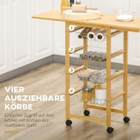 HOMCOM Wózek kuchenny z wysuwanym blatem i koszami na przechowywanie(m-5)