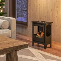 HOMCOM Freestanding Ethanol Fireplace, Steel Bioethanol Fireplace with Stainless Steel Flame Snuffer, 1.2L Tank, 3 Hours Burning Time for Indoor, Black(m-9)