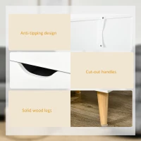 HOMCOM Bedside Table, Bedside Cabinet with 3 Drawers, Small Side Table with Wood Legs and Cut-out Handles for Bedroom, White(m-6)