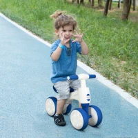 AIYAPLAY Balance Bike for Ages 18-36 Months, with Anti-Slip Handlebars, Four Wheels, No Pedal - Blue(m-2)