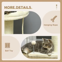 PawHut Cat Tree, with Sisal Wrapped Scratching Post - Cream(m-5)