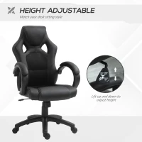 Vinsetto High-Back Gaming Chair with 360-degree Swivel & Wheels, Faux Leather Computer Racing Gamer Desk Chair for Home Office, Black(m-4)