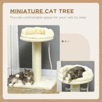 PawHut Cat Tree, with Sisal Wrapped Scratching Post - Cream(m-4)