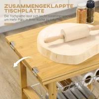 HOMCOM Wózek kuchenny z wysuwanym blatem i koszami na przechowywanie(m-4)