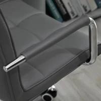 Vinsetto PU Leather Home Office Desk Chair, Computer Chair with Mid Back, Arm, Swivel Wheels, Adjustable Height, Grey(m-9)