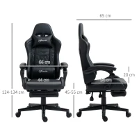 Vinsetto Computer Gaming Chair with Footrest, Video Gaming Chair for Adults with 130° Reclining Back, Desk Chair with Lumbar Support and Adjustable Height, Black(m-3)