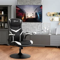 Vinsetto Gaming Chair Ergonomic Computer Chair with Adjustable Height Pedestal Base, Home Office Desk Chair PVC Leather Exclusive Swivel Chair Black(m-2)