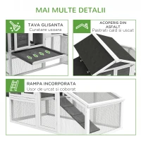 PawHut Cusca pentru Gaini Outoare sau Rate, Cotet Prefabricat din Lemn de Brad cu Acoperis Impermeabil, 178x95x100 cm, Gri(m-7)