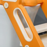 ZONEKIZ Reductor și Scăunel Înălțător WC cu Scară Reglabilă, Mânere și Pernă Detașabilă, 67,9x42,8x51,5 cm, Portocaliu(m-9)