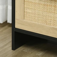 HOMCOM Comoda cu 4 Sertare din PAL si Ratan pentru Sufragerie si Dormitor, 80x38x80 cm, Negru si Lemn Natur(m-9)