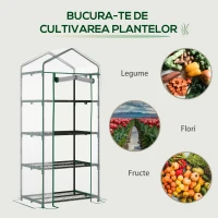 Outsunny Sera pentru Balcon Compacta cu 4 Rafturi pentru Plante, Sera pentru Gradina cu Acoperis din PVC Transparent, 70x50x160cm(m-7)