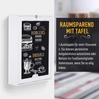 HOMCOM Wandtisch Wandklapptisch Klappschreibtisch mit Tafel Klappbarer Computertisch Esstisch MDF Schwarz+Weiß 60 x 94,5 x 147 cm(m-6)