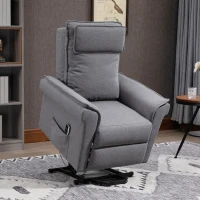 HOMCOM Fotoliu Relaxant cu Ridicare și Funcție de Masaj, Fotoliu Rabatabil la 150° cu Suport pentru Picioare, 86x95x106 cm, Gri(m-2)