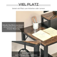 HOMCOM Computertisch Schreibtisch PC Tisch Bürotisch mit Motorhalterung Kopfhorerhaken Industriestil Spanplatte Metall Rustikales Braun+Schwarz 120 x 60 x 73,5 cm(m-4)