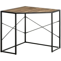 HOMCOM Eckschreibtisch Industrie Design 80 cm × 80 cm × 77,5 cm Metall Holzwerkstoff Schwarz + Braun(m-1)