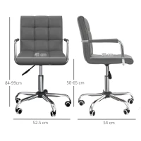 Vinsetto PU Leather Home Office Desk Chair, Computer Chair with Mid Back, Arm, Swivel Wheels, Adjustable Height, Grey(m-3)