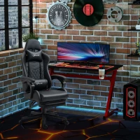 Vinsetto Computer Gaming Chair with Footrest, Video Gaming Chair for Adults with 130° Reclining Back, Desk Chair with Lumbar Support and Adjustable Height, Black(m-2)