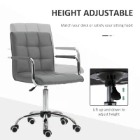 Vinsetto PU Leather Home Office Desk Chair, Computer Chair with Mid Back, Arm, Swivel Wheels, Adjustable Height, Grey(m-4)