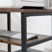 HOMCOM Eckschreibtisch Winkelschreibtisch PC-Tisch Computertisch Bürotisch Regal Schublade L-Form Spanplatte Metall Rustikales Braun 135 x 90 x 79 cm(m-9)