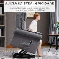 HOMCOM Fotoliu Relaxant cu Ridicare și Funcție de Masaj, Fotoliu Rabatabil la 150° cu Suport pentru Picioare, 86x95x106 cm, Gri(m-6)