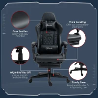 Vinsetto Computer Gaming Chair with Footrest, Video Gaming Chair for Adults with 130° Reclining Back, Desk Chair with Lumbar Support and Adjustable Height, Black(m-7)