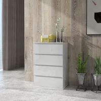 HOMCOM High Gloss Chest of Drawers, 4-Drawer Storage Cabinets, Modern Dresser, Storage Drawer Unit for Bedroom(m-10)