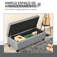 HOMCOM Banco de Armazenamento Acolchoado Banco Estofado em Linho Tampa com Abertura 125x49x41,5 cm Cinza(m-4)