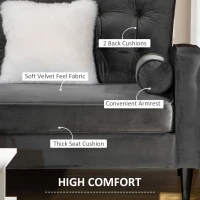 HOMCOM 3-Seater Sofa, 204 cm Sofa Couch with Button-Tufted Back Cushion, 2 Pillows and Rubber Wood Legs for Living Room, Grey(m-6)