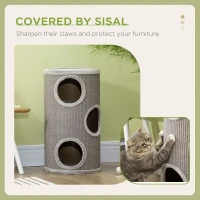 PawHut Cat Climbing Frame, Covered with Sisal, Cosy Platform - Light Grey(m-6)
