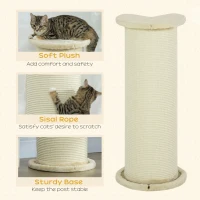 PawHut 85cm Tall Cat Scratching Post, with Sisal Rope, Soft Plush, Anti Tip - Beige(m-5)