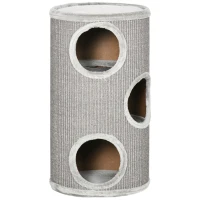 PawHut Cat Climbing Frame, Covered with Sisal, Cosy Platform - Light Grey(m-1)