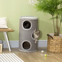 PawHut Cat Climbing Frame, Covered with Sisal, Cosy Platform - Light Grey(m-2)