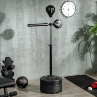 SPORTNOW Adjustable Speed Bag, Boxing Bag, with Stand, Reflex Bar, Punching Pad, Black(m-2)