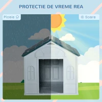 Pawhut Casa pentru Caini Mari – Plastic Rezistent, Albastru(m-4)