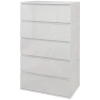 HOMCOM High Gloss Chest of Drawers, 5-Drawer Storage Cabinets, Modern Dresser, Storage Drawer Unit for Bedroom(m-11)