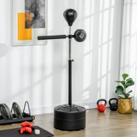 SPORTNOW Adjustable Speed Bag, Boxing Bag, with Stand, Reflex Bar, Punching Pad, Black(m-10)