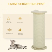 PawHut 85cm Tall Cat Scratching Post, with Sisal Rope, Soft Plush, Anti Tip - Beige(m-4)