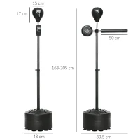 SPORTNOW Adjustable Speed Bag, Boxing Bag, with Stand, Reflex Bar, Punching Pad, Black(m-3)