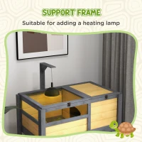 PawHut Wooden Tortoise House, with Shelter, Run, Shelf, Lamp Holder, Tray(m-5)
