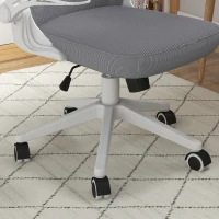 Vinsetto Sedia da Ufficio ad Altezza Regolabile con Supporto Lombare e Braccioli Ribaltabili, 65x64x120-130 cm(m-9)